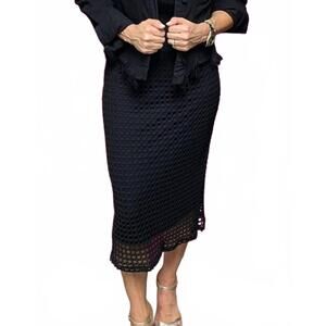NEW PETE amelia crochet midi skirt in black